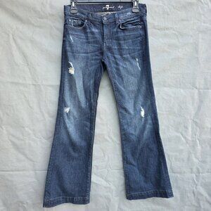 7 For All Mankind Womens Size 30 Dojo Dark Wash Distressed Jeans Pants Western